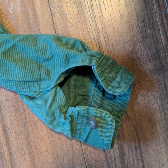 Army Patches style Green Button Down Shacket Shirt Jacket Cotton - Picture 9 of 9